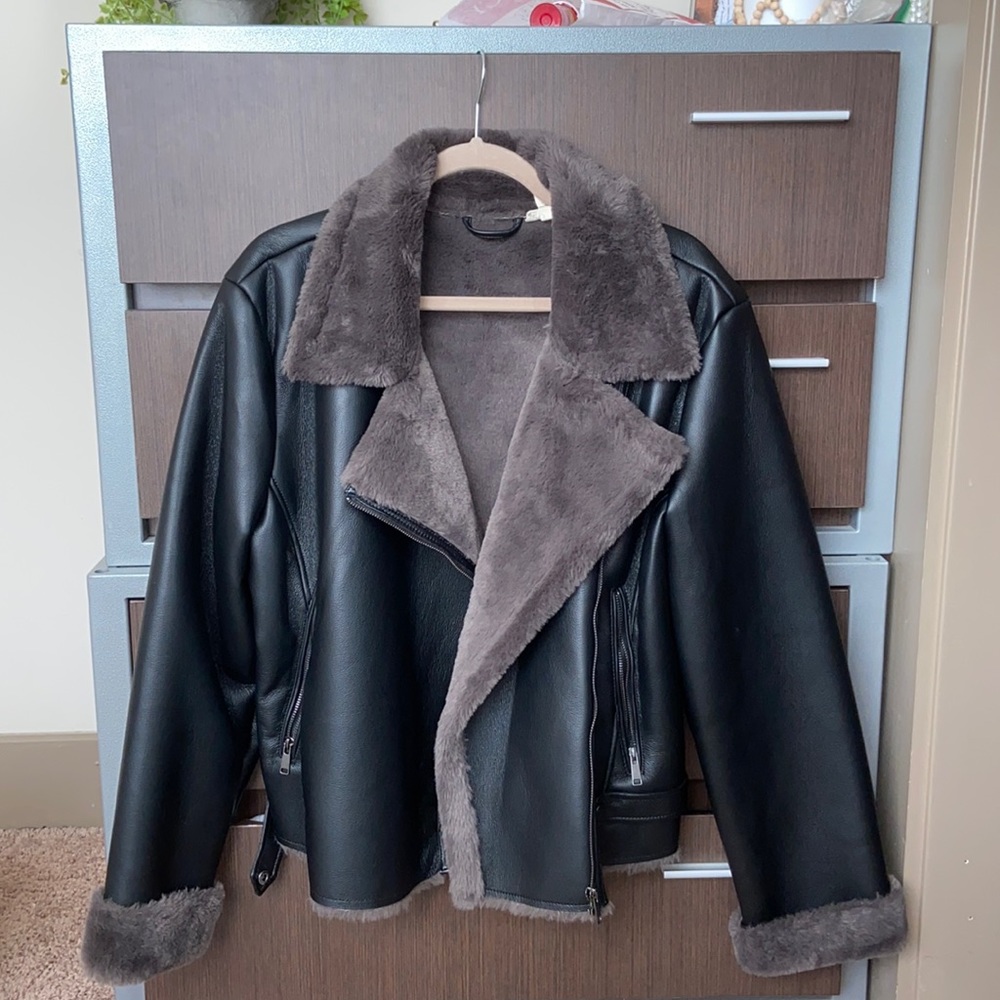 Fur lined moto jacket